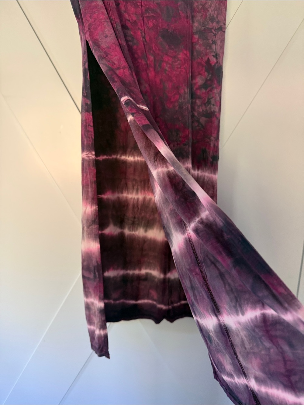 Bohemian Tie-Dye Maxi Skirt in Plum and Black - Picture 2 of 7
